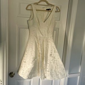 Maggy London White A-Line Textured Floral Dress